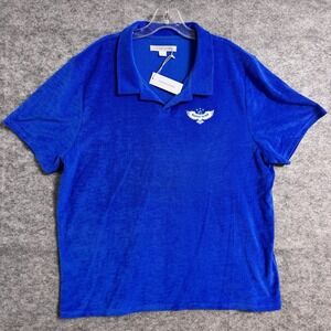 OUTERKNOWN Hightide Terry Polo‎ Shirt Mens XL Blue Organic Cotton Johnny Collar